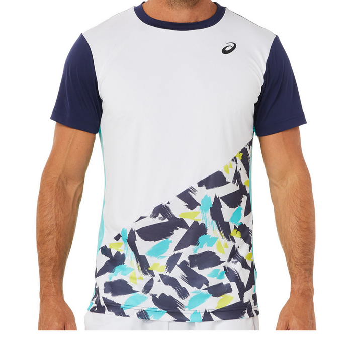 Asics 2022 Court Graphic SS Mens Tennis Top - Brilliant White