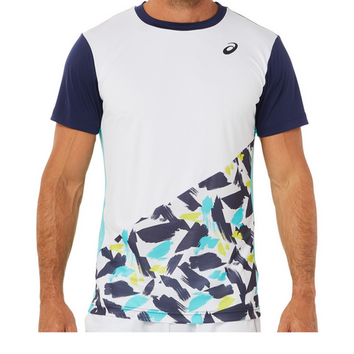 Asics 2022 Court Graphic SS Mens Tennis Top - Brilliant White