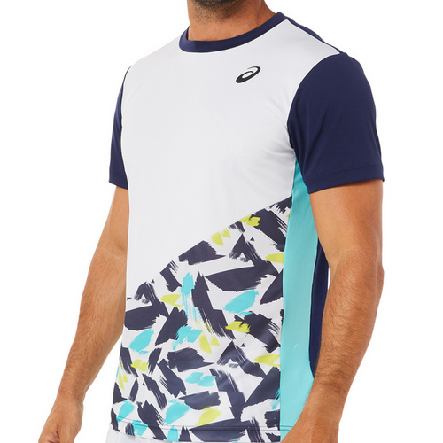 Asics 2022 Court Graphic SS Mens Tennis Top - Brilliant White