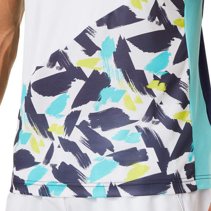 Asics 2022 Court Graphic SS Mens Tennis Top - Brilliant White