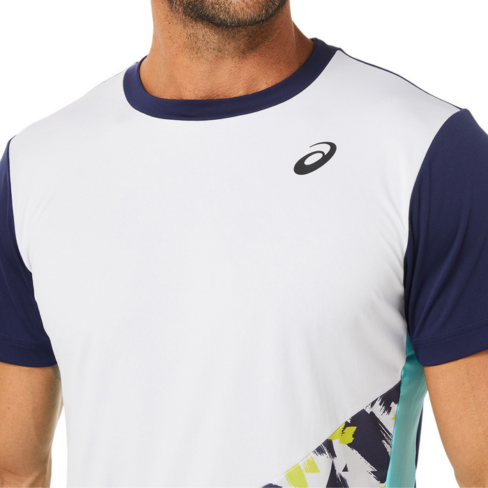 Asics 2022 Court Graphic SS Mens Tennis Top - Brilliant White