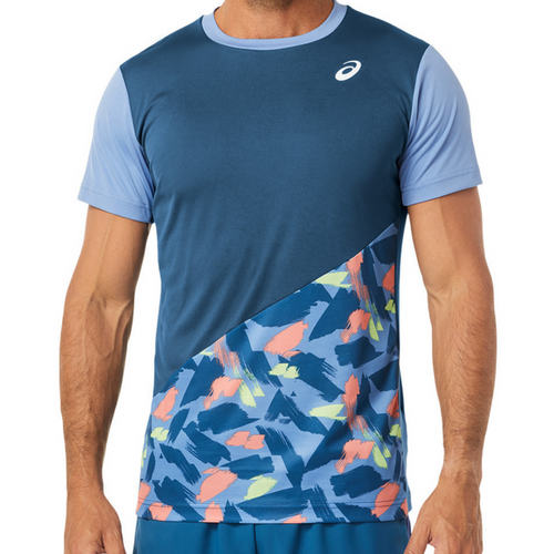 Asics 2022 Court Graphic SS Mens Tennis Top - Light Indigo