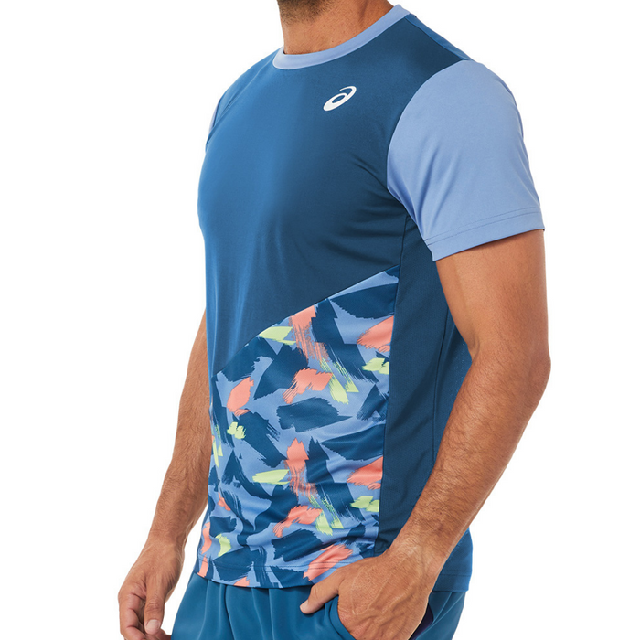 Asics 2022 Court Graphic SS Mens Tennis Top - Light Indigo
