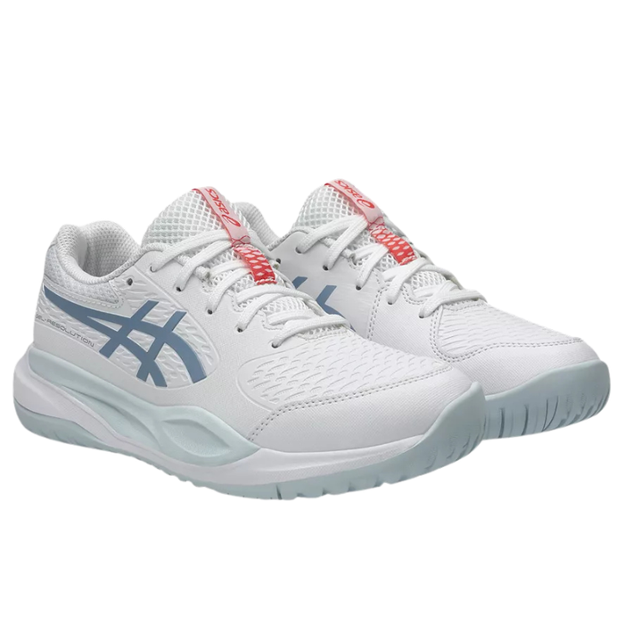 Asics 2026 GEL-RESOLUTION X GS Junior Tennis Shoes - White/Grey Blue