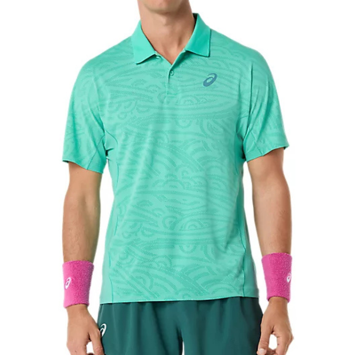Asics 2026 MATCH JACQUARD Short Sleeves Mens Tennis Polo - Aurora Green