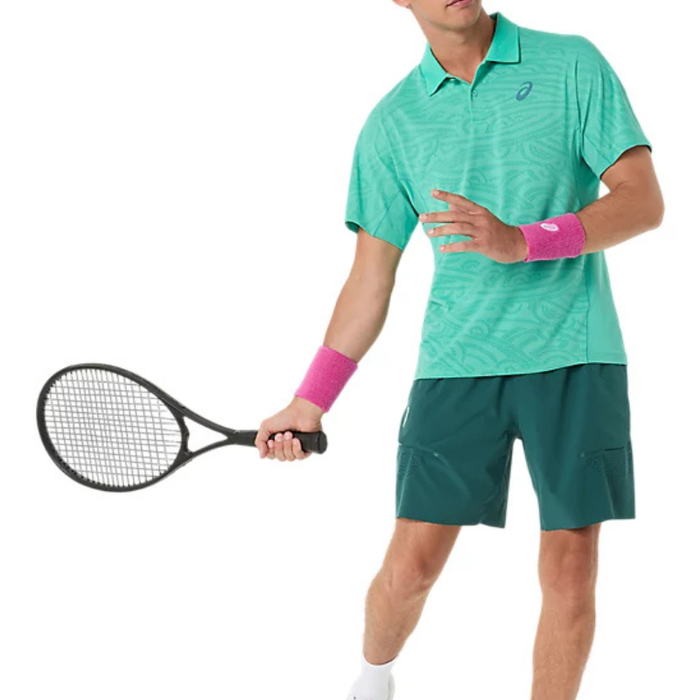 Asics 2026 MATCH JACQUARD Short Sleeves Mens Tennis Polo - Aurora Green