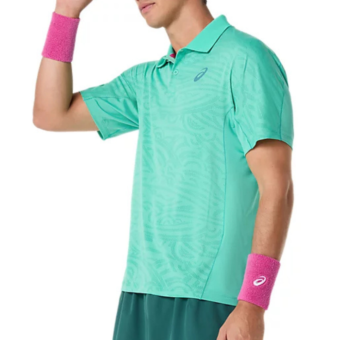 Asics 2026 MATCH JACQUARD Short Sleeves Mens Tennis Polo - Aurora Green