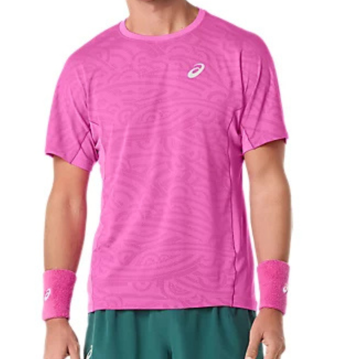 Asics 2026 MATCH JACQUARD Short Sleeves Mens Tennis Top - Digital Sakura