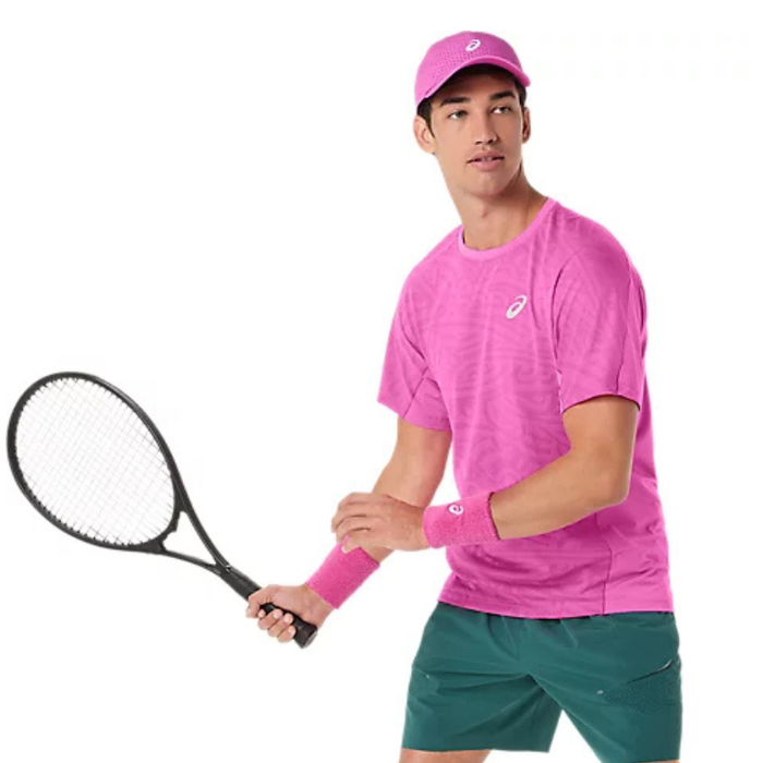 Asics 2026 MATCH JACQUARD Short Sleeves Mens Tennis Top - Digital Sakura
