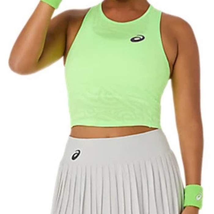 Asics 2026 MATCH JACQUARD Womens Tennis Crop Top - Illuminate Green