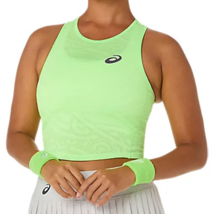 Asics 2026 MATCH JACQUARD Womens Tennis Crop Top - Illuminate Green