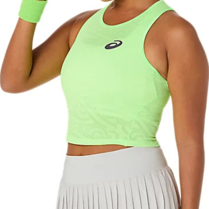 Asics 2026 MATCH JACQUARD Womens Tennis Crop Top - Illuminate Green