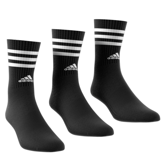 Adidas 3-Stripes Cushioned 3 Pairs Tennis Crew Socks - Black/White