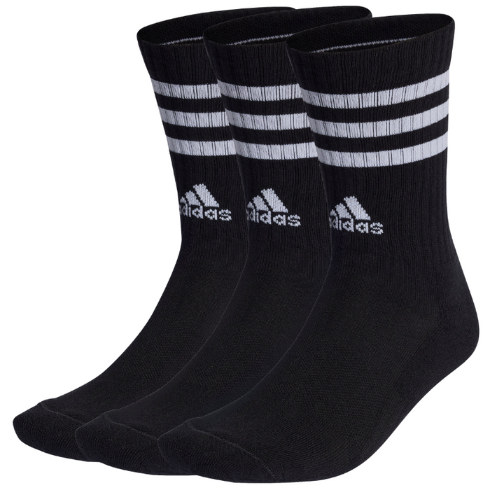 Adidas 3-Stripes Cushioned 3 Pairs Tennis Crew Socks - Black/White