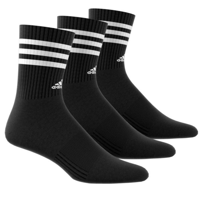 Adidas 3-Stripes Cushioned 3 Pairs Tennis Crew Socks - Black/White