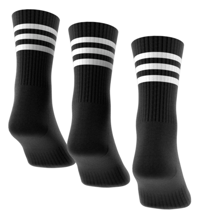 Adidas 3-Stripes Cushioned 3 Pairs Tennis Crew Socks - Black/White