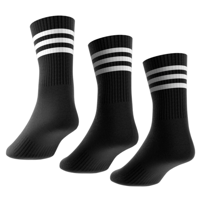 Adidas 3-Stripes Cushioned 3 Pairs Tennis Crew Socks - Black/White