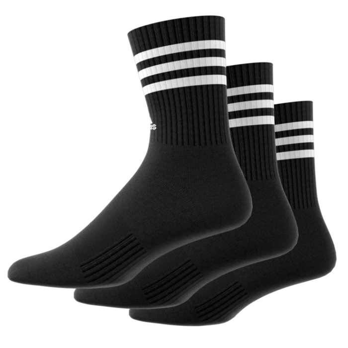 Adidas 3-Stripes Cushioned 3 Pairs Tennis Crew Socks - Black/White
