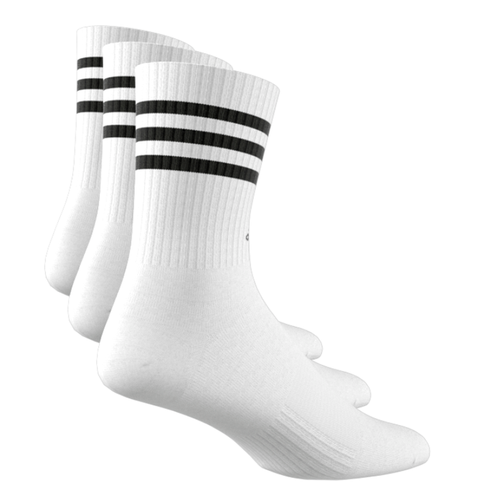 Adidas 3 Stripes Cushioned Sportwear 3 Pair Pack Tennis Crew Socks - White/Black