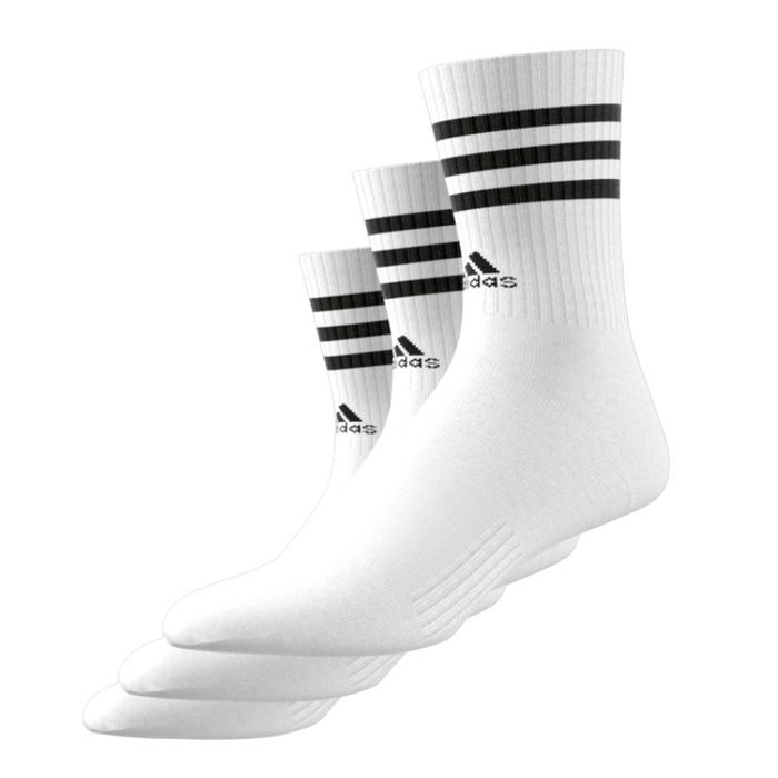Adidas 3 Stripes Cushioned Sportwear 3 Pair Pack Tennis Crew Socks - White/Black