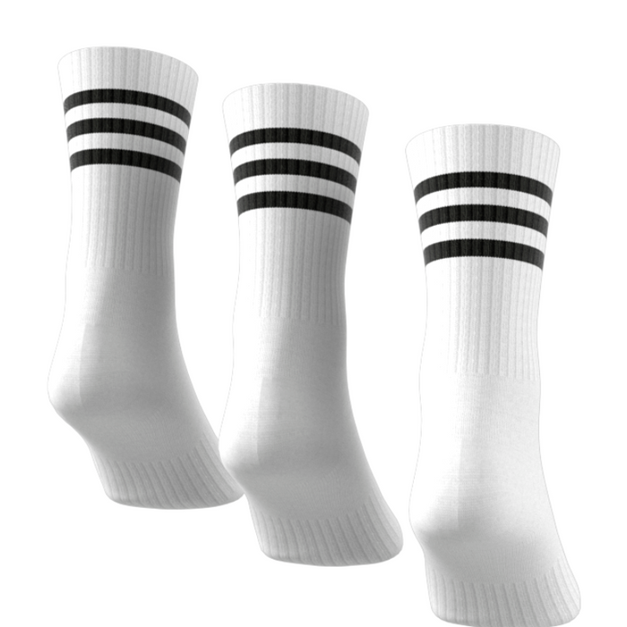 Adidas 3 Stripes Cushioned Sportwear 3 Pair Pack Tennis Crew Socks - White/Black