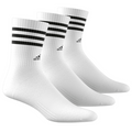 Adidas 3 Stripes Cushioned Sportwear 3 Pair Pack Tennis Crew Socks - White/Black