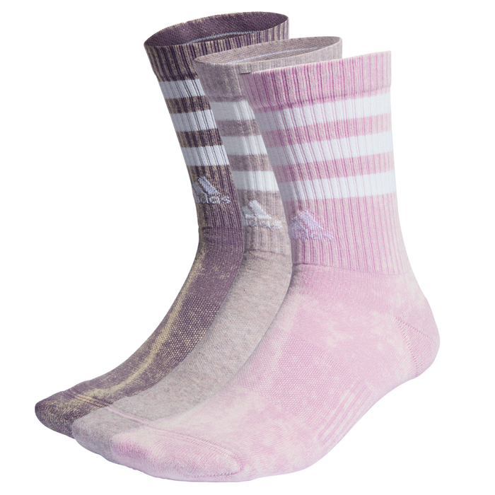 Adidas 3-Stripes Stonewash 3 Pairs Tennis Crew Socks - Shadow Violet / Bliss Lilac / White