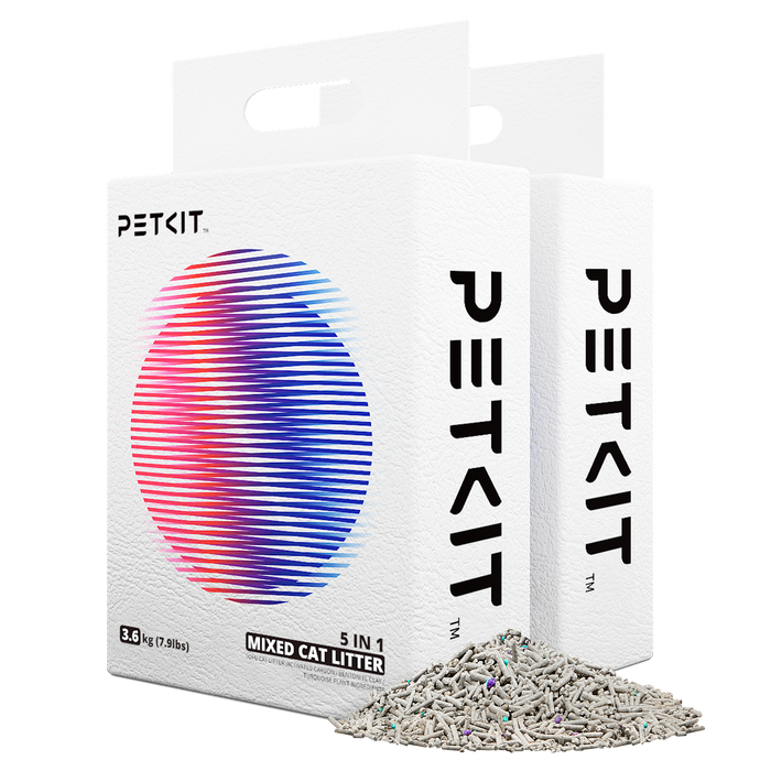 Flushable Clumping Cat Litter 2 bags showing natural granule appearance and texture