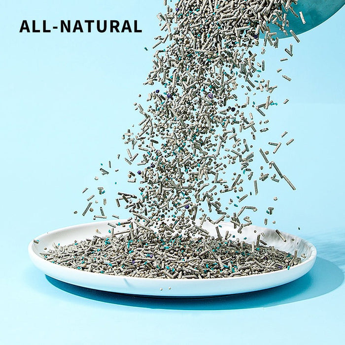 Flushable Clumping Cat Litter made with 100% natural ingredients, eco-friendly and safe for cats