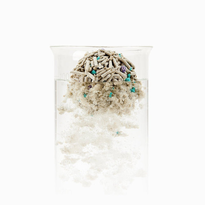Flushable Clumping Cat Litter completely water-soluble and sewer safe for convenient flushing and disposal