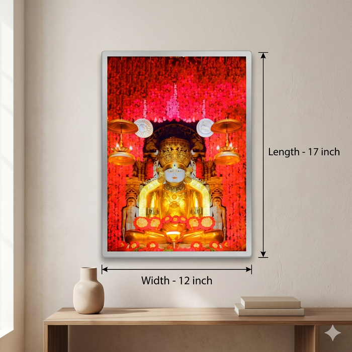 Adinath Bhagwan LED frame 12x17 silver - Girnar Darshan