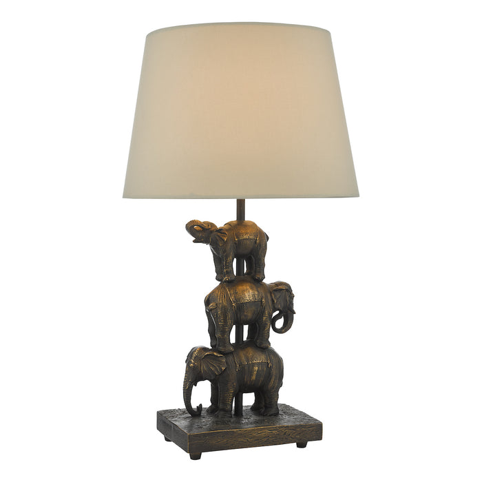Alina Elephant Table Lamp Antique Bronze With Shade <br>Antique Bronze