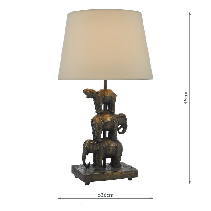 Alina Elephant Table Lamp Antique Bronze With Shade <br>Antique Bronze