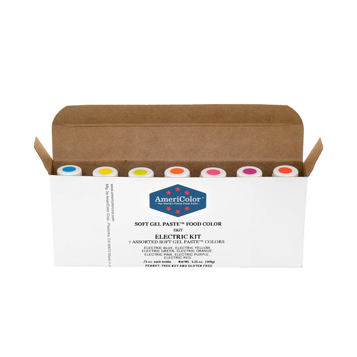 AmeriColor Electric Color Kit product set, electric colors food coloring bottles, cake decorating color kit
