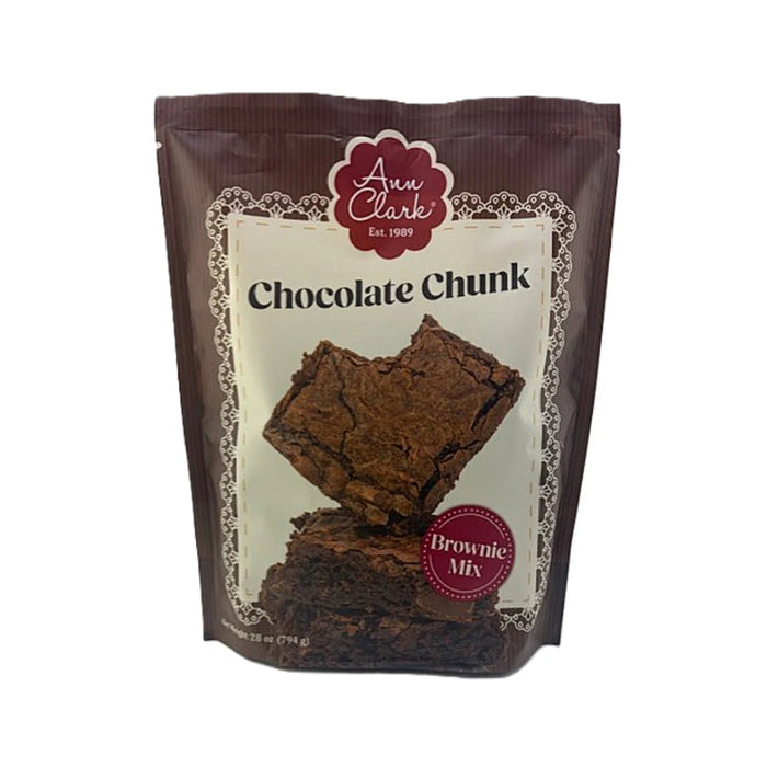 Ann Clark Gourmet Chocolate Chunk Brownie Mix bag, fudgy brownie dessert bar baking mix made in the USA, item 43-053
