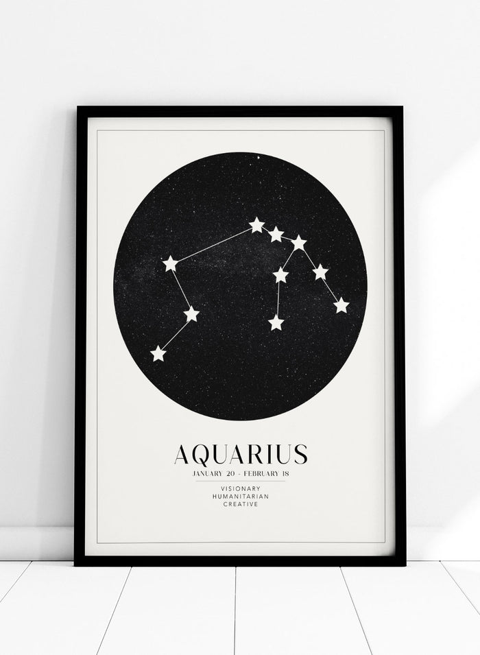 Aquarius Zodiac Art Print (Light/Dark)_Sugar & Canvas