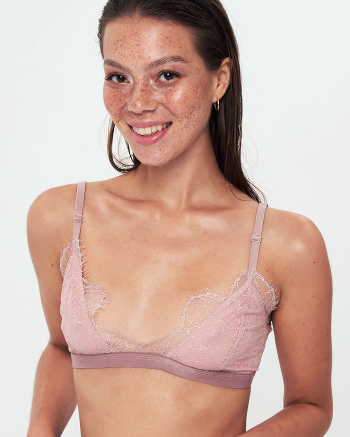 Athena Bralette Triangle Lace Bra - Pink & Lilac