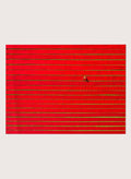 Drying Colorful Cloth by Azim Khan Ronnie aerial photography print showing red textile fabric drying in Bangladesh fields, cultural wall art poster