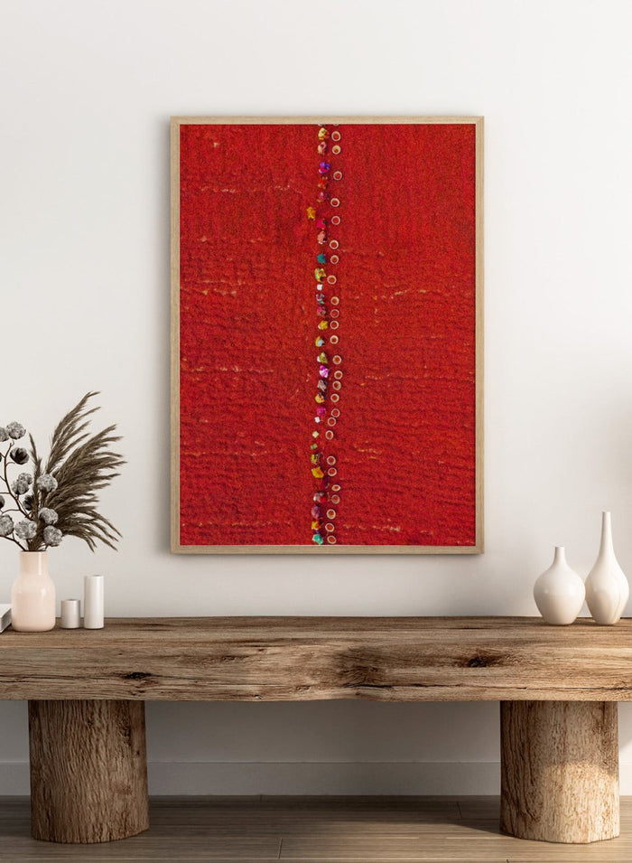 Pickers Sorting Chillies by Azim Khan Ronnie aerial photography print showing workers in red chilli fields Bangladesh, cultural documentary wall art poster