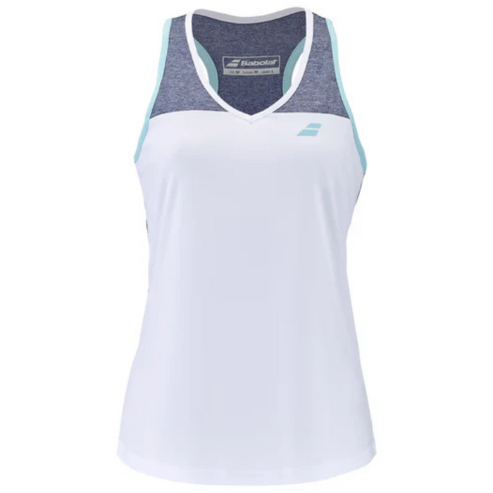 Babolat Play Tank Girl Top 1079 - White/Blue Heather
