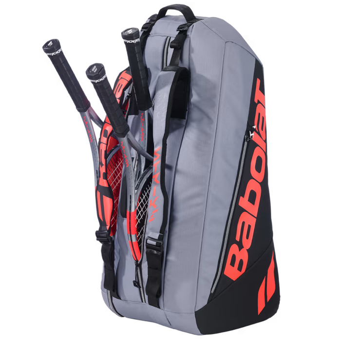 Babolat Pure Strike 6 Racquet Tennis Bag - Carbon Gray/Neon Red