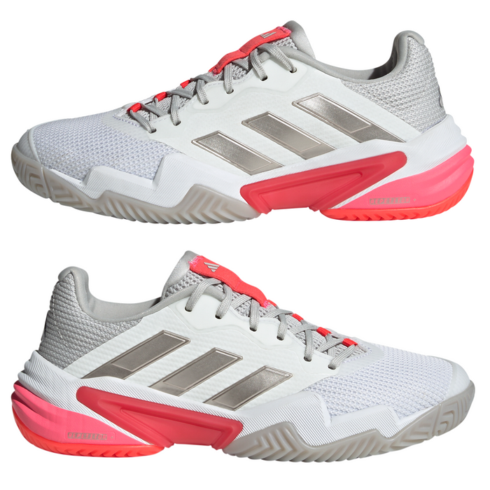 Adidas Barricade 13 Womens Tennis Shoes - Cloud White/Champagne Met. /Lucid Red
