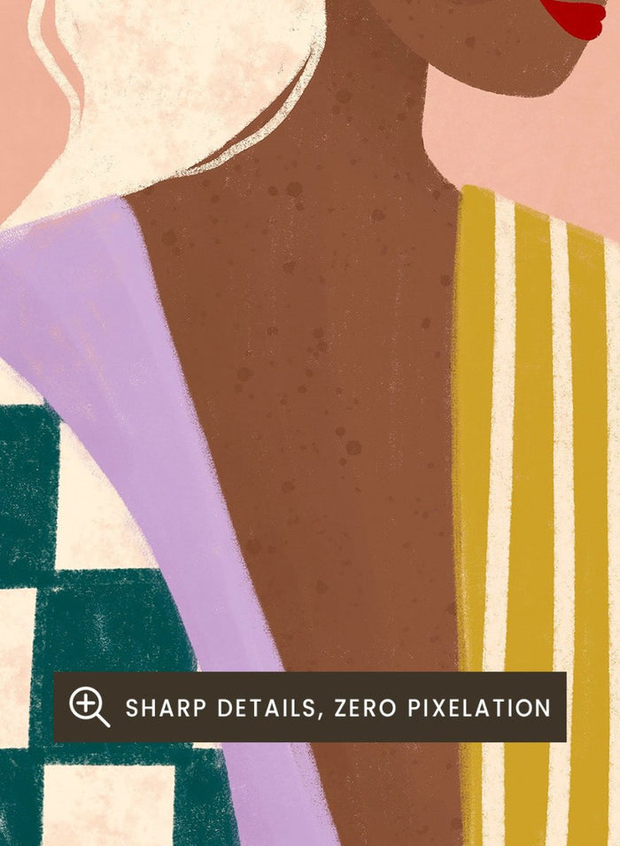 Funky Blouse by Bea Müller is an officially licensed art print featuring bold patterns, expressive color, and a modern illustrated woman. Framed or unframed options available.