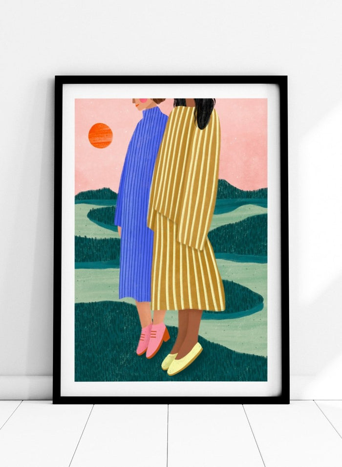 Bea Müller - Women Overlook Serene Landscape Art Print