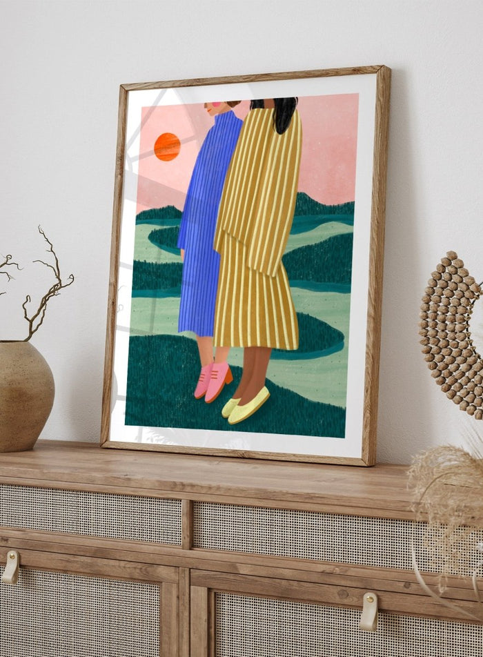 Bea Müller - Women Overlook Serene Landscape Art Print