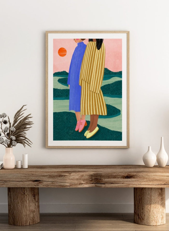 Bea Müller - Women Overlook Serene Landscape Art Print