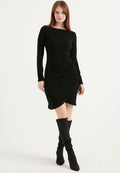 Black Long Sleeve Wrap Dress