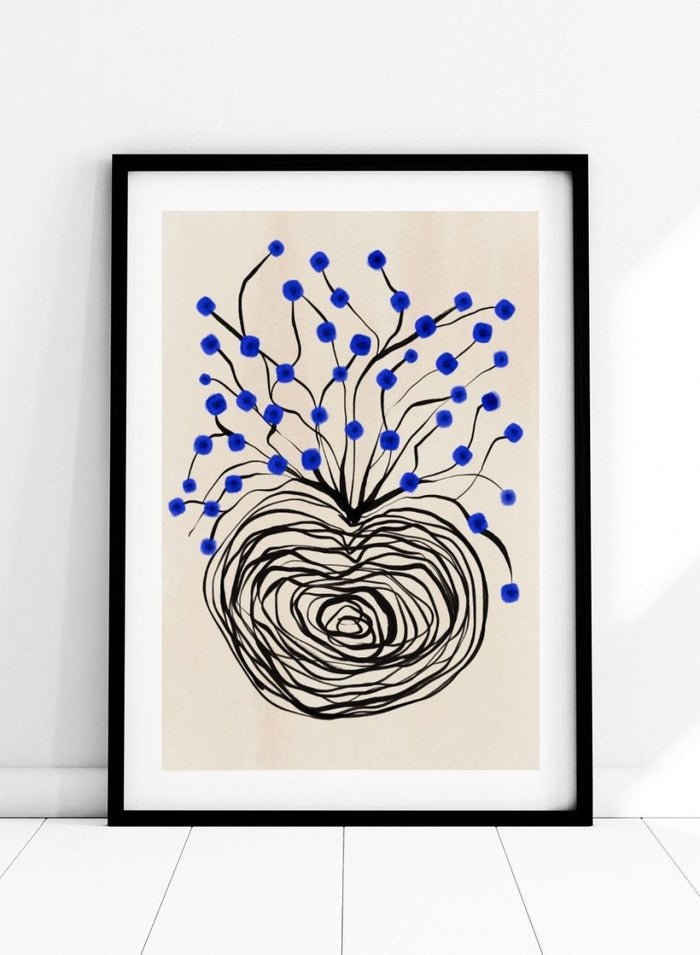 Blue Flowers in Abstract Vase Art Print_Sugar & Canvas_Sugar & Canvas
