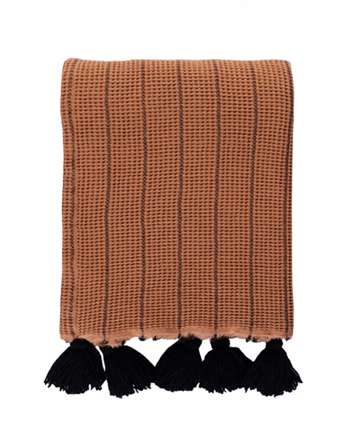 Buhur Cotton Throw  - Camel & Black