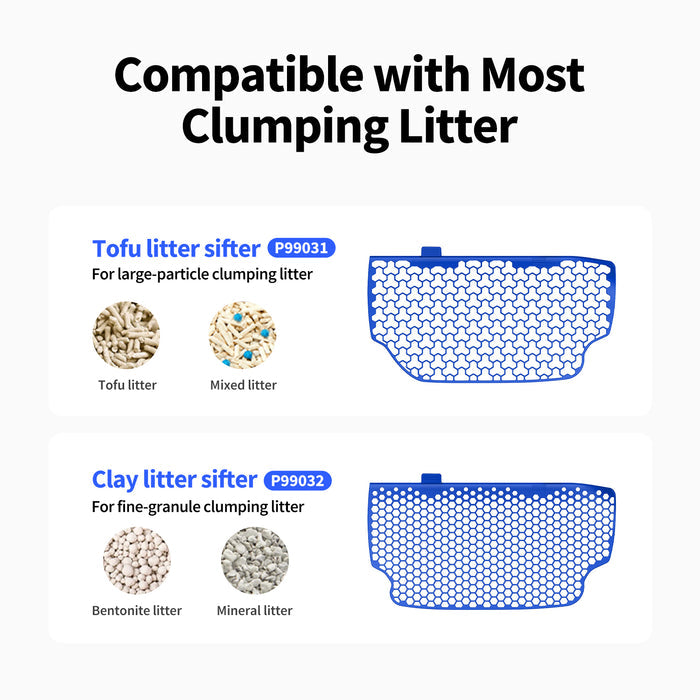 Cat Litter Sifter compatible with most clumping litters, helping separate waste clumps while retaining clean litter